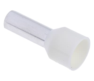 Product image for RS PRO Insulated Crimp Bootlace Ferrule, 12mm Pin Length, 4.9mm Pin Diameter, 10mm² Wire Size, Ivory