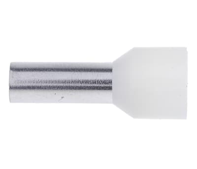 Product image for RS PRO Insulated Crimp Bootlace Ferrule, 12mm Pin Length, 4.9mm Pin Diameter, 10mm² Wire Size, Ivory