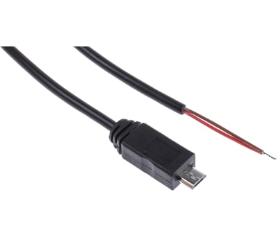 Product image for RS PRO Male USB Micro B to Bare Wire USB Cable, 1.8m