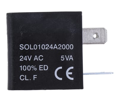 Product image for RS PRO 24V ac 5VA Replacement Solenoid Coil, Compatible With 01V Series Valve