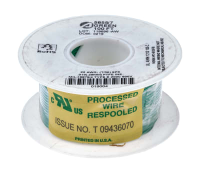 Product image for Wire 22AWG 600V UL1213 Green 30m