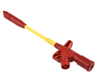 Product image for Hirschmann Test & Measurement 10A Black/Red Grabber Clip, 1kV Rating - 10mm Tip Size, 4mm Probe Socket Size