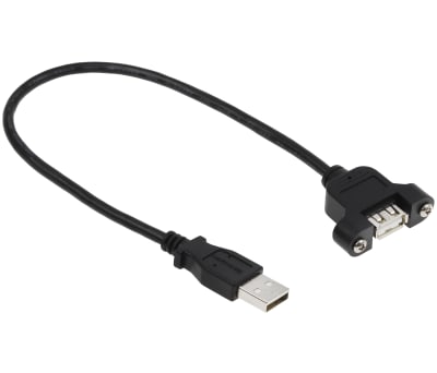 Product image for 1 FT PANEL MOUNT USB CABLE A TO A - F/M