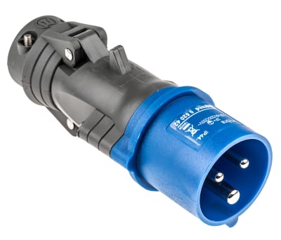 Product image for BLUE 2P+E STRAIGHT FREE PLUG,16A 230V