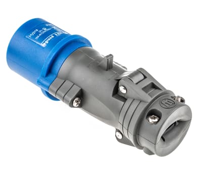 Product image for BLUE 2P+E STRAIGHT FREE PLUG,16A 230V