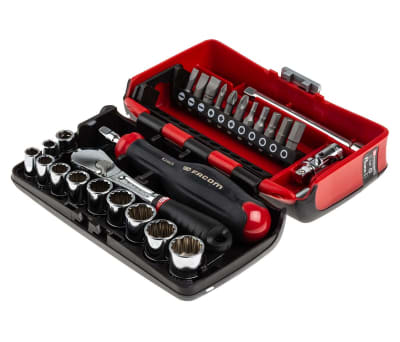 Product image for 1/4 STD 12PT SOCKET SET 27PCS