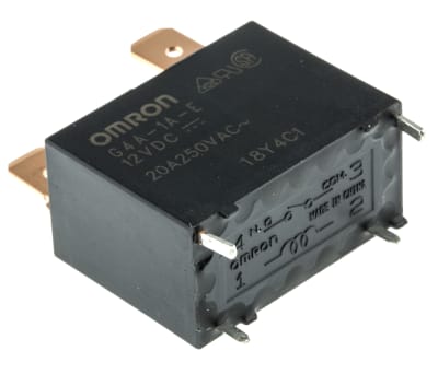 Product image for SPST-NO dualtab power relay,20A 12V coil