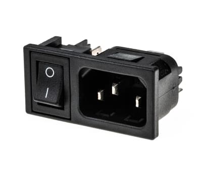 Product image for C14 CONNECTOR SNAP IN WITH BLACK SWITCH