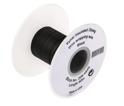 Product image for Black Kynar(TM) wrapping wire,30awg 50m