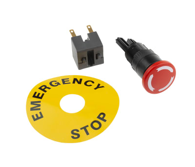 Product image for APEM Panel Mount Emergency Button - Twist to Reset, 16mm Cutout Diameter, 2NC, Mushroom Head