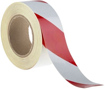 Product image for Red/wht BS1710 reflective tape,50mmx25m