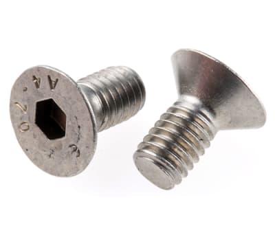 Product image for A4s/steel hex skt csk head screw,M6x12mm