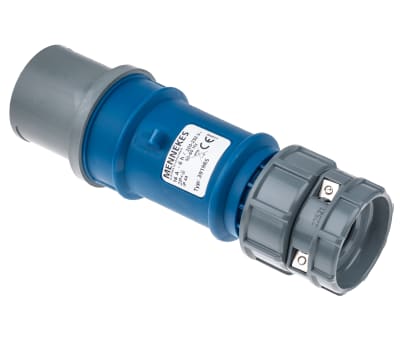 Product image for BLUE 2P+E IP44 POWER TOP PLUG,16A 230V