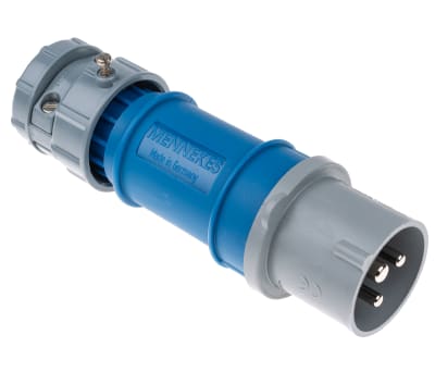 Product image for BLUE 2P+E IP44 POWER TOP PLUG,16A 230V