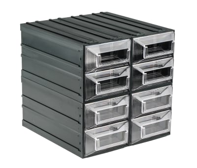 Product image for RS PRO 8 Drawer Storage Unit, Plastic, 208mm x 208mm x 222mm, Transparent