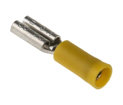 Product image for RS PRO Yellow Insulated Spade Connector, 2.8 x 0.5mm Tab Size, 0.2mm² to 0.5mm²