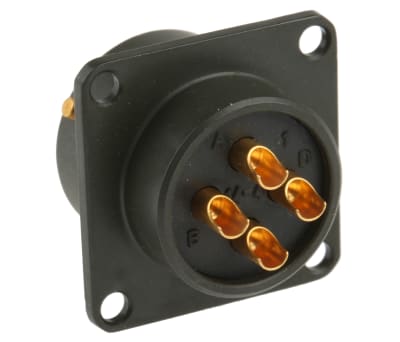 Product image for Sq Flange Receptacle, 4 way Pin Contacts