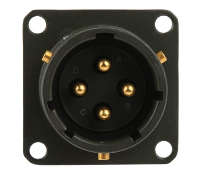Product image for Sq Flange Receptacle, 4 way Pin Contacts