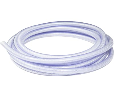 Product image for RS PRO PVC Flexible Tubing, Transparent, 41mm External Diameter, 15m LongReinforced, 320mm Bend Radius, Applications