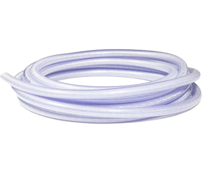 Product image for RS PRO PVC Flexible Tubing, Transparent, 41mm External Diameter, 15m LongReinforced, 320mm Bend Radius, Applications