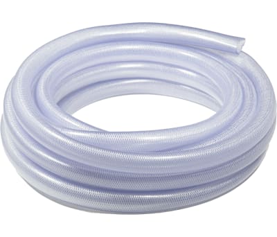 Product image for RS PRO PVC Flexible Tubing, Transparent, 48.5mm External Diameter, 15m LongReinforced, 420mm Bend Radius, Applications