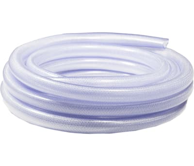 Product image for RS PRO PVC Flexible Tubing, Transparent, 48.5mm External Diameter, 15m LongReinforced, 420mm Bend Radius, Applications