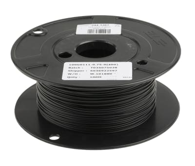 Product image for Black LSZH equipment wire,0.75sq.mm 100m