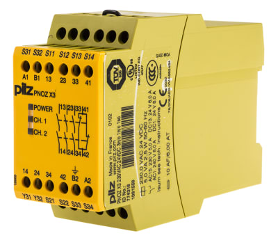 Product image for Pilz 24 V dc, 230 V ac Safety Relay -  Dual Channel With 3 Safety Contacts PNOZ X Range with 1 Auxiliary Contact,