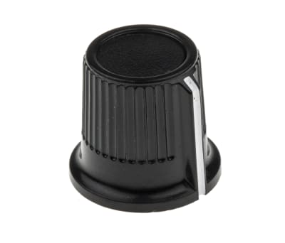 Product image for Black cap knob,16.2mm dia 6mm shaft