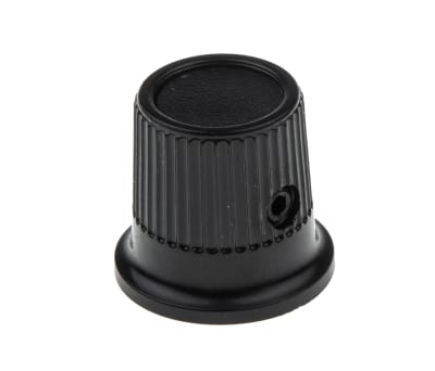 Product image for Black cap knob,16.2mm dia 6mm shaft