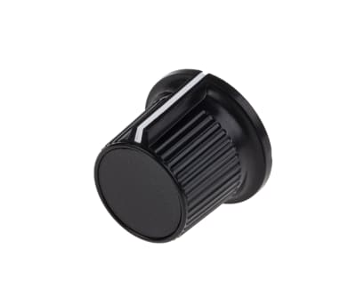 Product image for Black cap knob,21mm dia 0.25in shaft