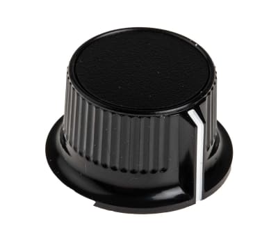 Product image for Black cap knob,28mm dia 6mm shaft