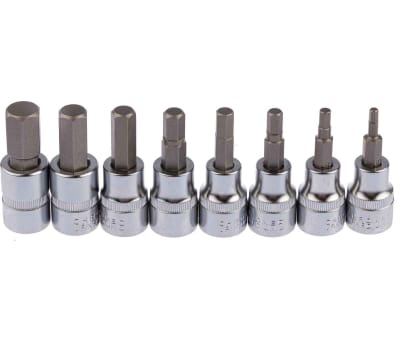 Product image for 8 piece 3/8in sq drive hex bit set