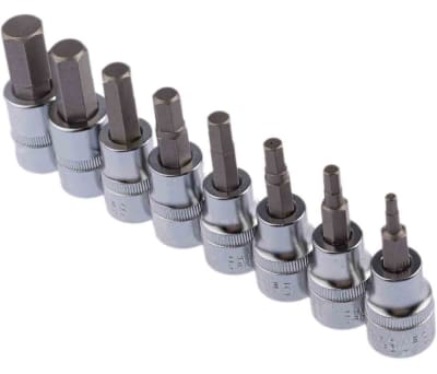 Product image for 8 piece 3/8in sq drive hex bit set