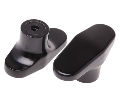 Product image for Black plastic female tee handle grip,M6