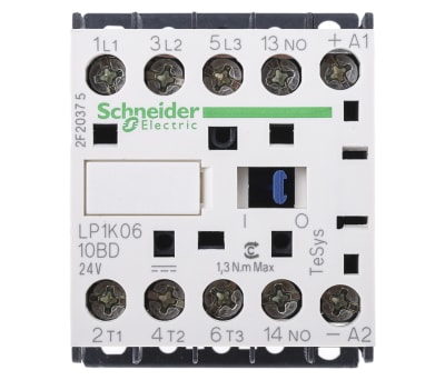 Product image for 3 pole contactor,3kW,6A,24Vdc,1NO