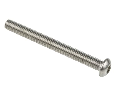 Product image for RS PRO M6 x 60mm Hex Socket Button Screw Plain Stainless Steel