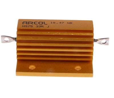 Product image for Arcol HS75 Series Aluminium Housed Axial Wire Wound Panel Mount Resistor, 33Ω ±5% 75W