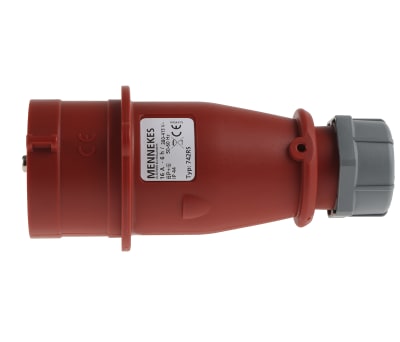 Product image for RED 6P+E IP44 STRAIGHT PLUG,16A 400V