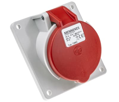 Product image for RED 6P+E IP44 PANEL SOCKET,16A 400V