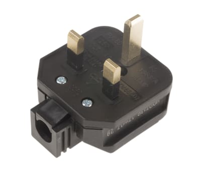 Product image for BLACK THERMOPLASTIC SLEEVED PLUG,13A