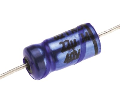 Product image for 021ASM min axial Al elect cap,22uF 40V