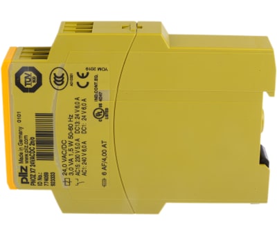 Product image for Pilz 24 V ac/dc Safety Relay -  Single Channel With 2 Safety Contacts PNOZ X Range Compatible With Safety