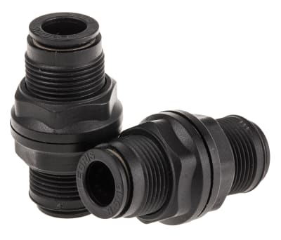 Product image for Pneumatic bulkhead push-in connector,8mm