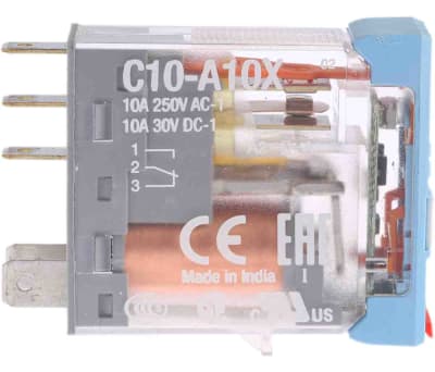 Product image for TWIN CONTACT SPDT RELAY,10A 230VAC COIL