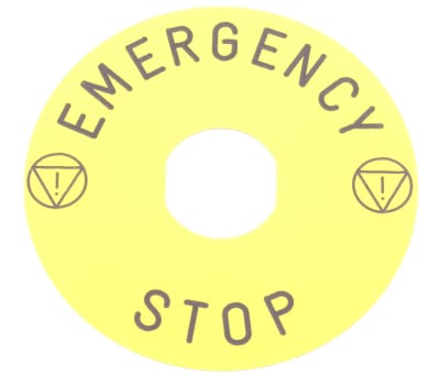 Product image for Legend plate 'EMERGENCY STOP',90mm dia