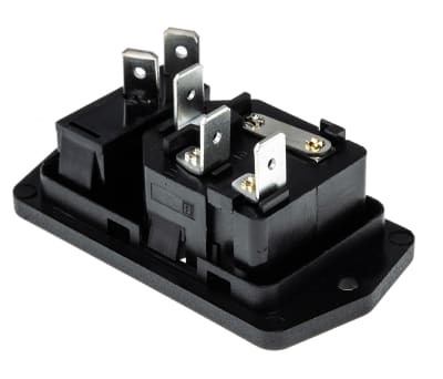 Product image for Bulgin C14 Panel Mount IEC Connector Male, 10A, 250 V ac, Fuse Size 5 x 20mm