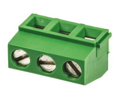 Product image for 3 way PCB screw terminal,5mm pitch