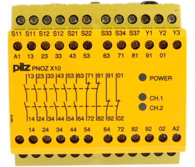 Product image for Pilz 24 V dc Safety Relay - Single or Dual Channel With 6 Safety Contacts PNOZ X Range with 4 Auxiliary Contact,