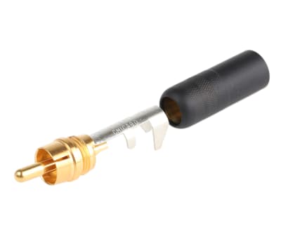 Product image for GOLD PHONO PLUG WITH BLACK HANDLE